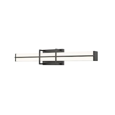 Z-Lite Harrison Vanity, 1-Light, 25 In.W x 4 In.L x 4.75 In.H, Matte Black/Frosted 1011-25W-MB-LED